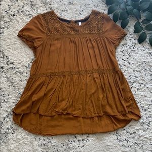 target xhilaration rustic yellow peplum top